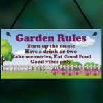 Cool Garden Rules Sign Hanging Shed Summerhouse Plaque Garden