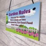 Cool Garden Rules Sign Hanging Shed Summerhouse Plaque Garden