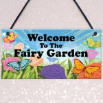 Welcome To The Fairy Garden Sign Hanging Wall Plaque Garden Sign