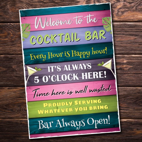 Cocktail Bar Welcome Plaque Bar Accessories Garden Bar Home 