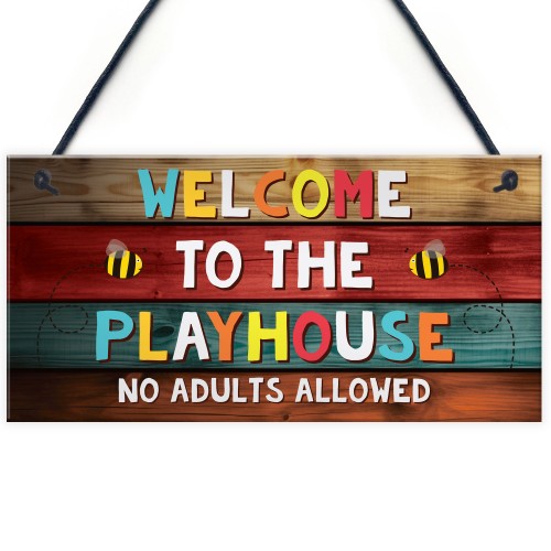 Welcome To The Playhouse Sign Hanging Garden Shed Summerhouse