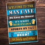 Welcome To The Man Cave Wall Plaque Home Bar Pub Garden