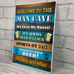 Welcome To The Man Cave Wall Plaque Home Bar Pub Garden