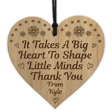 Personalised Teacher Gift Wood Engraved Heart Novelty Thank You 