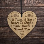 Personalised Teacher Gift Wood Engraved Heart Novelty Thank You 