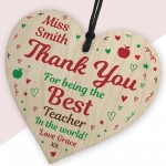 BEST TEACHER GIFT Personalised Wood Heart Thank You Gift