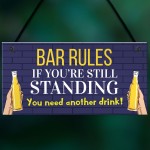 Bar Rules Sign For Home Bar Man Cave Funny Alcohol Sign
