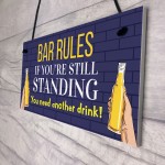 Bar Rules Sign For Home Bar Man Cave Funny Alcohol Sign