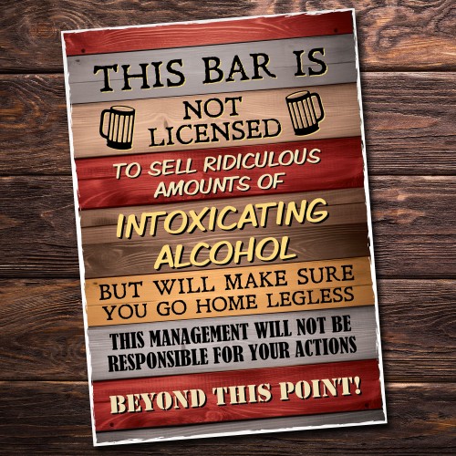 Bartender License Plaque Bar Signs For Home Pub Bar Garden