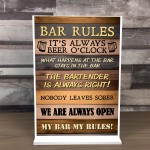 Bar Rules Sign Standing Sign For Home Bar Pub Man Cave Shed