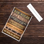 Bar Rules Sign Standing Sign For Home Bar Pub Man Cave Shed