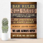 Bar Rules Sign For Home Bar Man Cave Garage Shed Hanging Sign