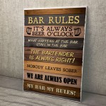 Bar Rules Sign For Home Bar Man Cave Garage Shed Hanging Sign