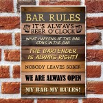 Bar Rules Sign For Home Bar Man Cave Garage Shed Hanging Sign