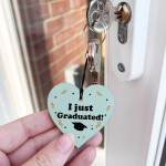 Novelty Graduation Gift Wood Keyring I JUST GRADUATED Gift