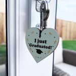 Novelty Graduation Gift Wood Keyring I JUST GRADUATED Gift