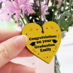 Congratulations Gift Graduation Keyring Wood Heart Personalised