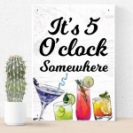 Funny BAR Sign 5 Oclock Somewhere Wall Plaque Alcohol Gift