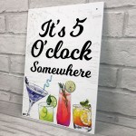 Funny BAR Sign 5 Oclock Somewhere Wall Plaque Alcohol Gift
