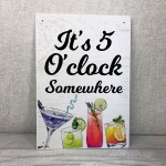 Funny BAR Sign 5 Oclock Somewhere Wall Plaque Alcohol Gift