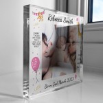 Personalised Baby Gift Photo Block Birth Details Nursery Decor