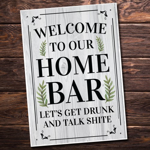 Funny Home Bar Sign Welcome Hanging Wall Plaque Gin Beer Vodka