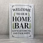 Funny Home Bar Sign Welcome Hanging Wall Plaque Gin Beer Vodka