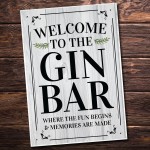 Funny GIN BAR Sign Wall Plaque Alcohol Gift Home Bar Gin Sign