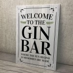 Funny GIN BAR Sign Wall Plaque Alcohol Gift Home Bar Gin Sign