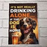 Funny Dog Drinking Hanging Wall Sign Pub Man Cave Home Bar Sign