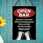 Novelty OPEN BAR Sign Home Bar Pub Man Cave Sign Funny Bar Signs