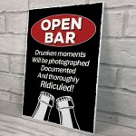 Novelty OPEN BAR Sign Home Bar Pub Man Cave Sign Funny Bar Signs