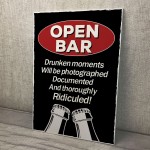 Novelty OPEN BAR Sign Home Bar Pub Man Cave Sign Funny Bar Signs
