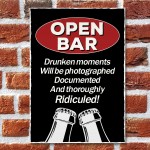 Novelty OPEN BAR Sign Home Bar Pub Man Cave Sign Funny Bar Signs