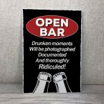 Novelty OPEN BAR Sign Home Bar Pub Man Cave Sign Funny Bar Signs