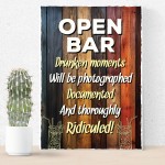 Funny OPEN BAR Sign Novelty Home Bar Pub Man Cave Sign Funny