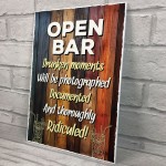 Funny OPEN BAR Sign Novelty Home Bar Pub Man Cave Sign Funny