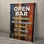 Funny OPEN BAR Sign Novelty Home Bar Pub Man Cave Sign Funny