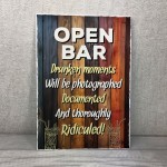 Funny OPEN BAR Sign Novelty Home Bar Pub Man Cave Sign Funny