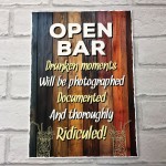 Funny OPEN BAR Sign Novelty Home Bar Pub Man Cave Sign Funny