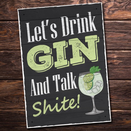 Lets Drink Gin Funny Gin Bar Sign Home Bar Sign Hanging Decor