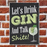 Lets Drink Gin Funny Gin Bar Sign Home Bar Sign Hanging Decor