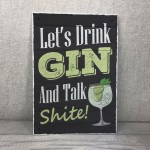 Lets Drink Gin Funny Gin Bar Sign Home Bar Sign Hanging Decor