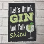 Lets Drink Gin Funny Gin Bar Sign Home Bar Sign Hanging Decor