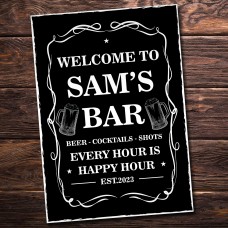 Home Bar Sign Personalised Shabby Chic Bar Sign For Man Cave