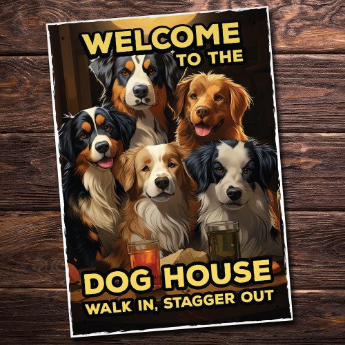 FUNNY Welcome To The Dog House Bar Sign Home Bar Sign Gift