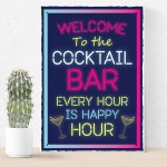 Neon Style Sign Cocktail Bar Sign WELCOME Club Pub Bar Sign