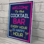 Neon Style Sign Cocktail Bar Sign WELCOME Club Pub Bar Sign