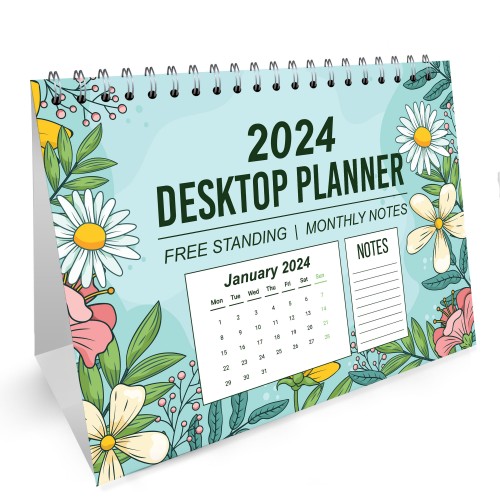 Floral 2024 Calendar Spiral Bound Planner for Home Office Desk Floral 2024 Calendar Spiral Bound Planner for Home Office Desk