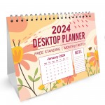 2024 Calendar Floral Spiral Bound Planner for Home Office Desk